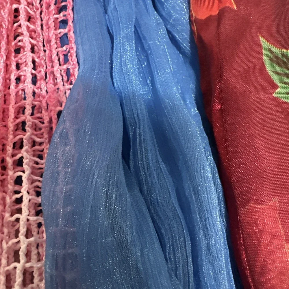 Lot of 7 Assorted Scarves w/ Tree Scarf Hanger Variety of Styles‎ & Fabrics